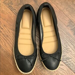 Kelly & Katie Black Ballet Espadrille Flats with Bow